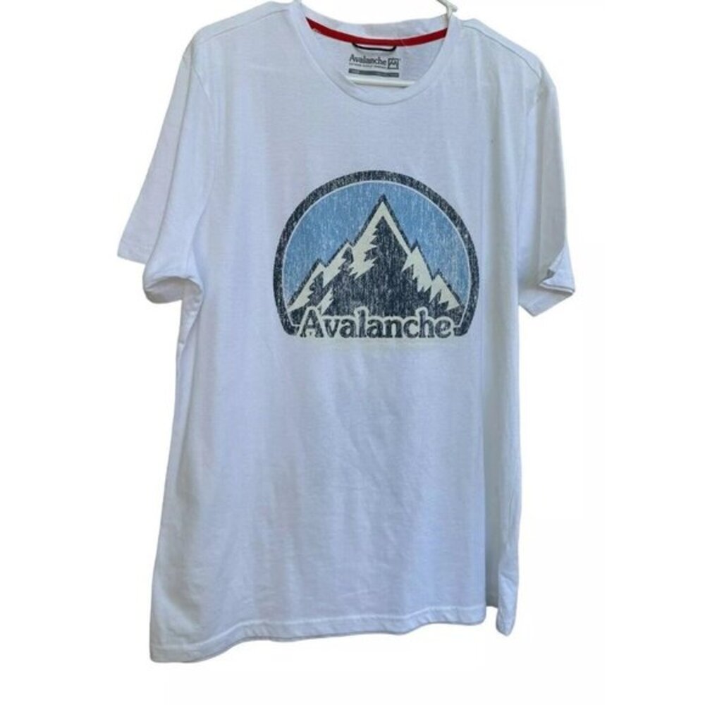 Avalanche Outdoor Supply White  T Shirt - Size Large Short Sleeve Graphic Tee